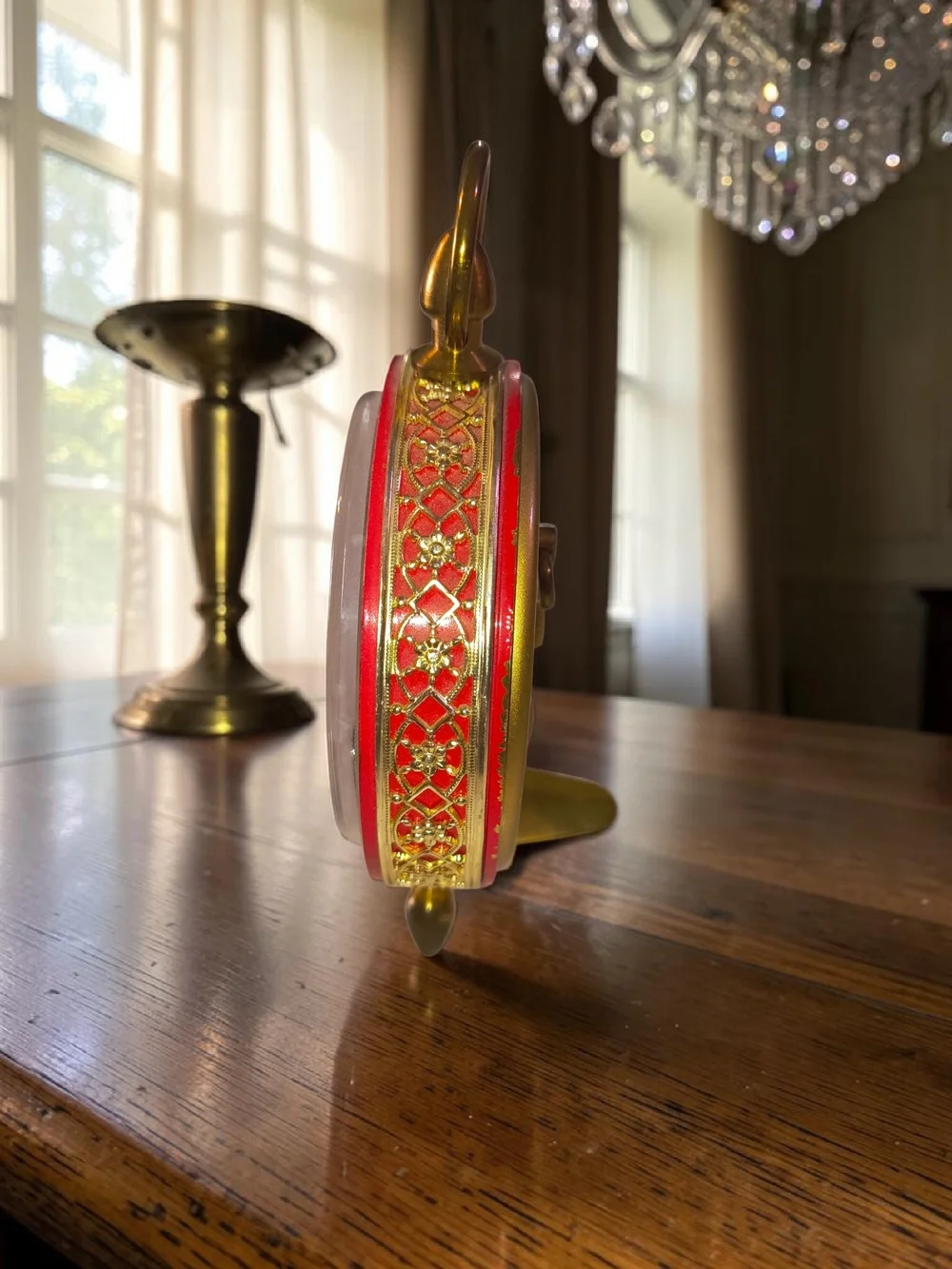 Vintage Elgin Germany Mother of Pearl Alarm Clock Working | Hollywood Regency